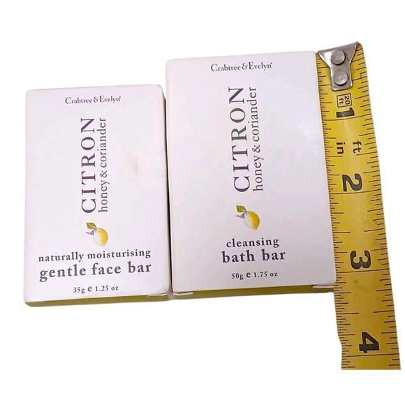 2pc Crabtree & Evelyn Citron Honey Coriander Cleanse Bath Bar & Gentle Face Soap - Picture 4 of 5